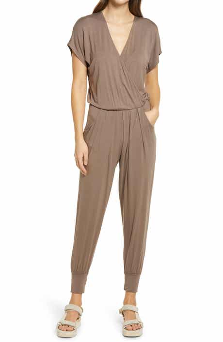 Short Sleeve Wrap Top Jumpsuit