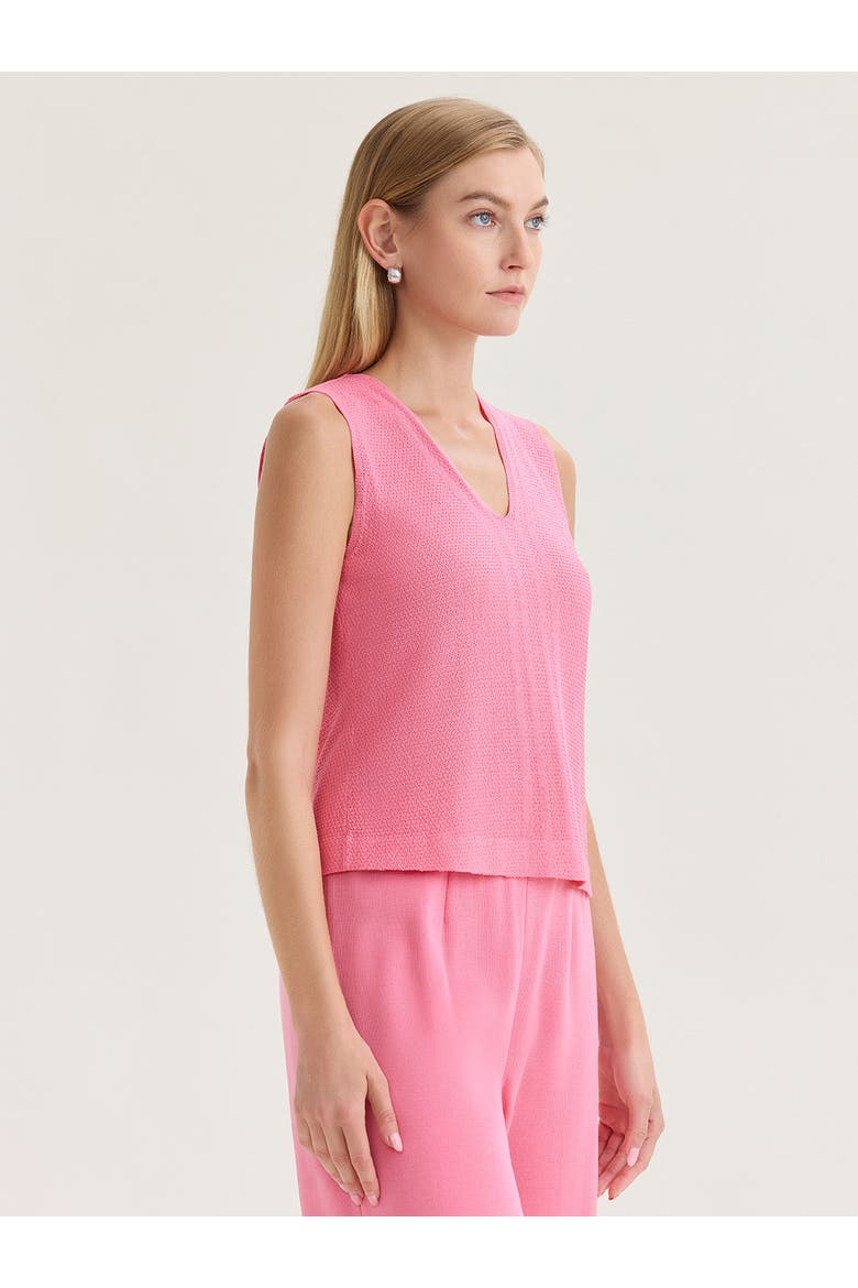 V-Neck Tonal Pointelle Knit Tank, Alternate, color, Pink