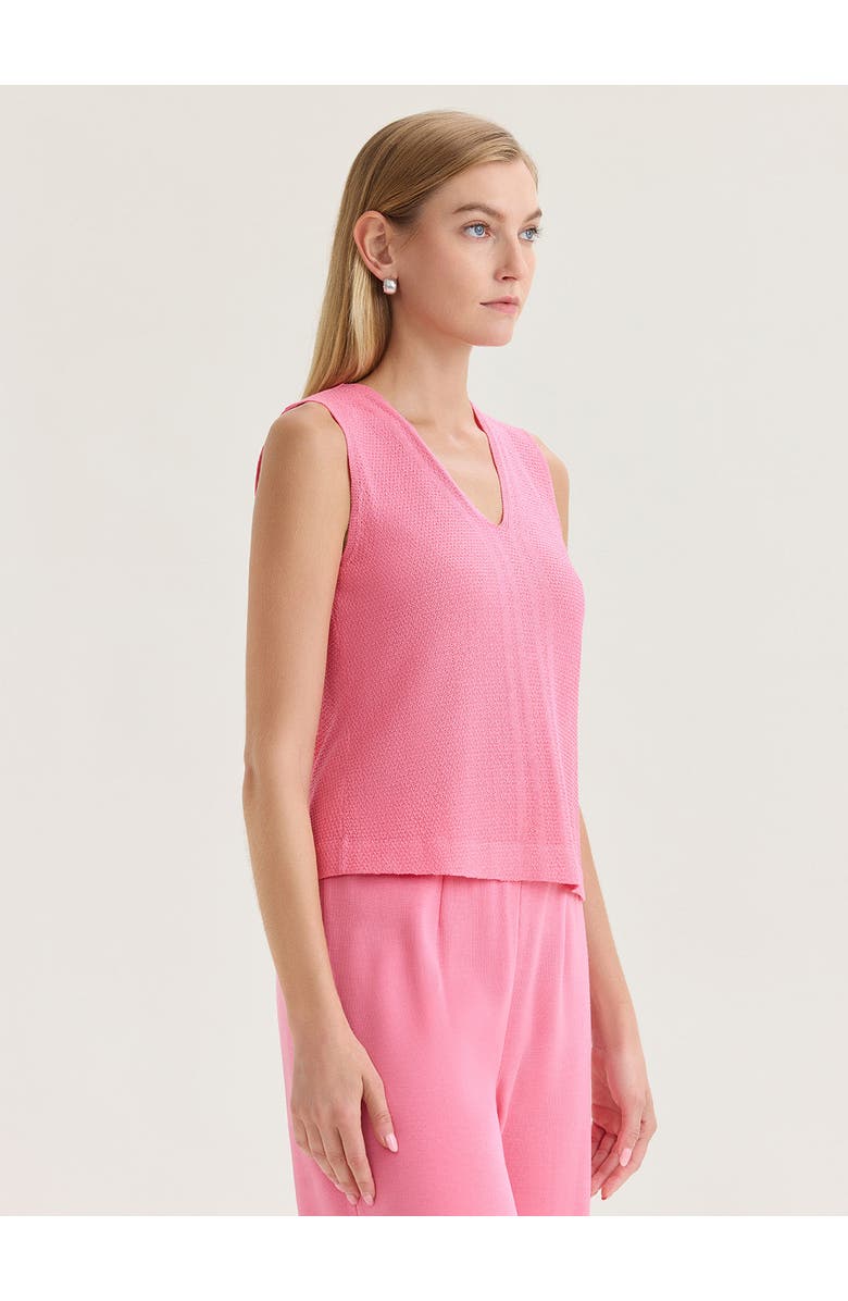 Misook V-Neck Tonal Pointelle Knit Tank, Alternate, color, Pink