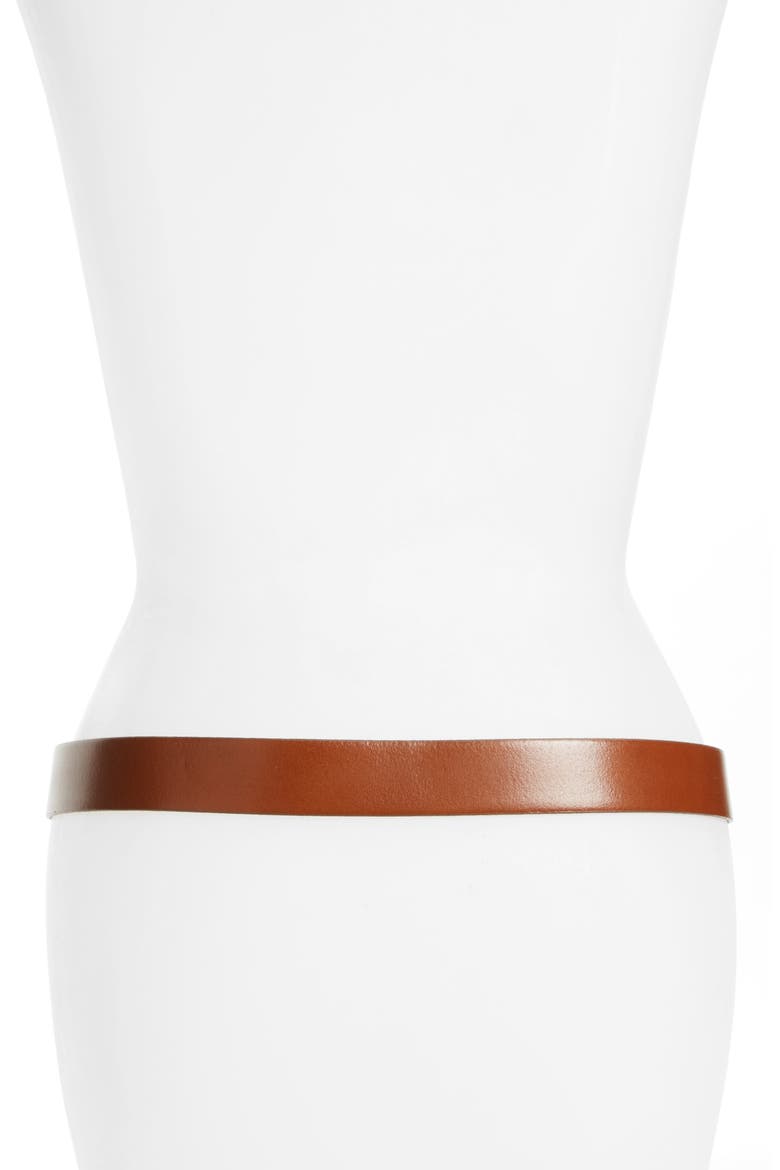 Halogen® Tailored Trouser Leather Belt, Alternate, color, COGNAC