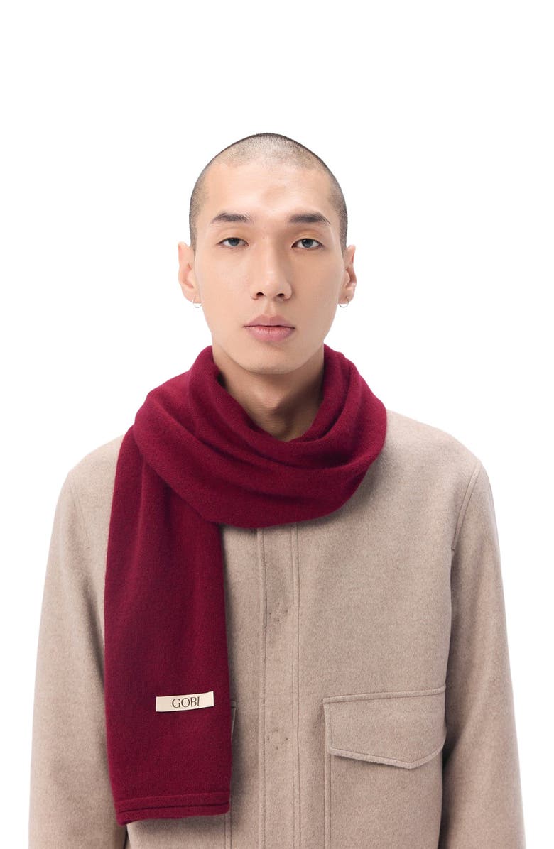 GOBI Mongolian Cashmere Cashmere Jersey Knit scarf, Alternate, color, Bordeaux