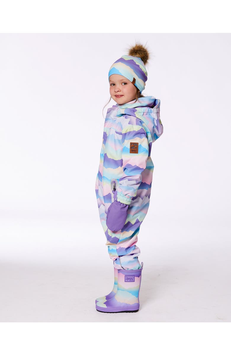 Deux par Deux Baby Girl's Printed Rain Boots Mauve And Blue, Pink Mountain, Alternate, color, Mauve And Blue, Pink Mountain