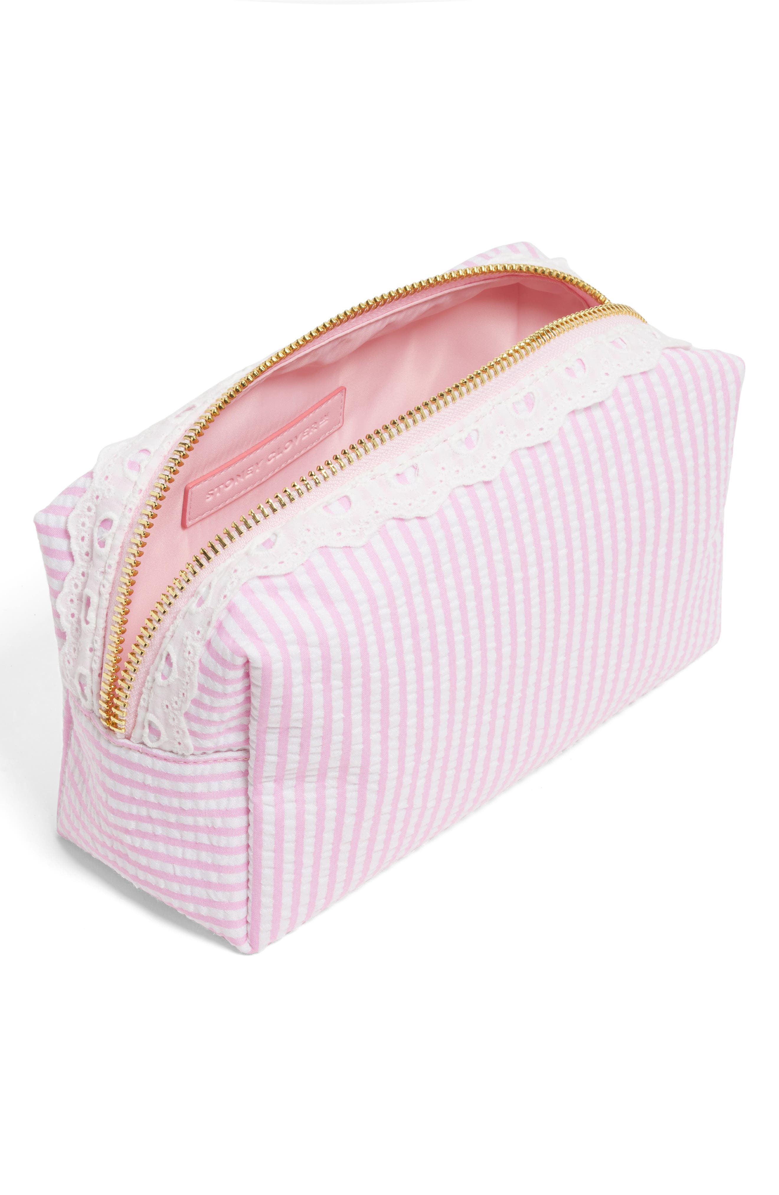 Small Seersucker Pouch, Alternate, color, PINK SEERSUCKER