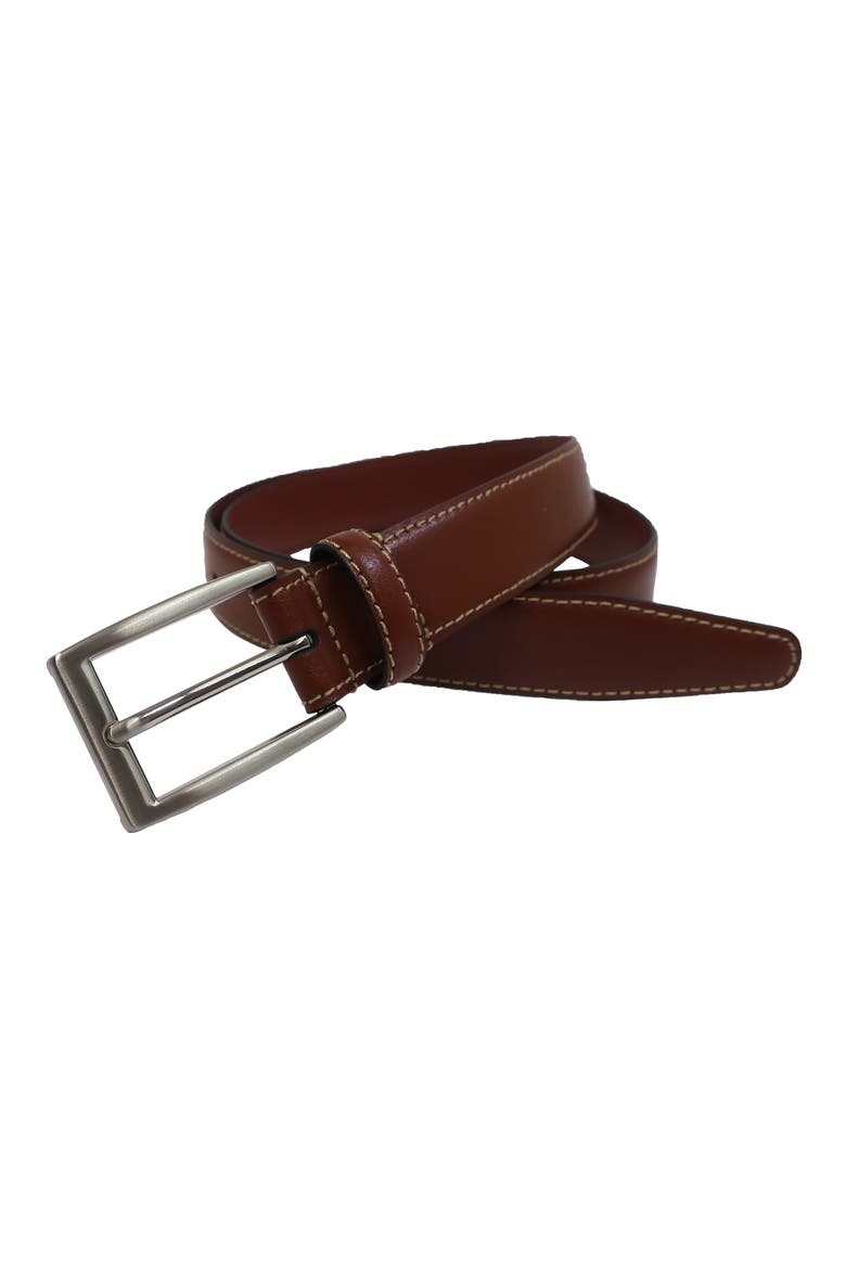Stitched Leather Belt, Alternate, color, TAN