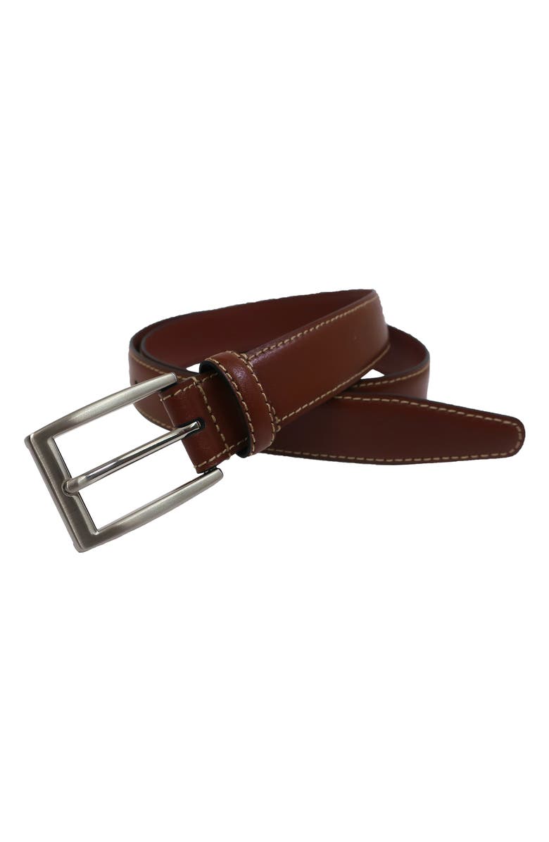 Brooks Brothers Stitched Leather Belt, Alternate, color, Tan