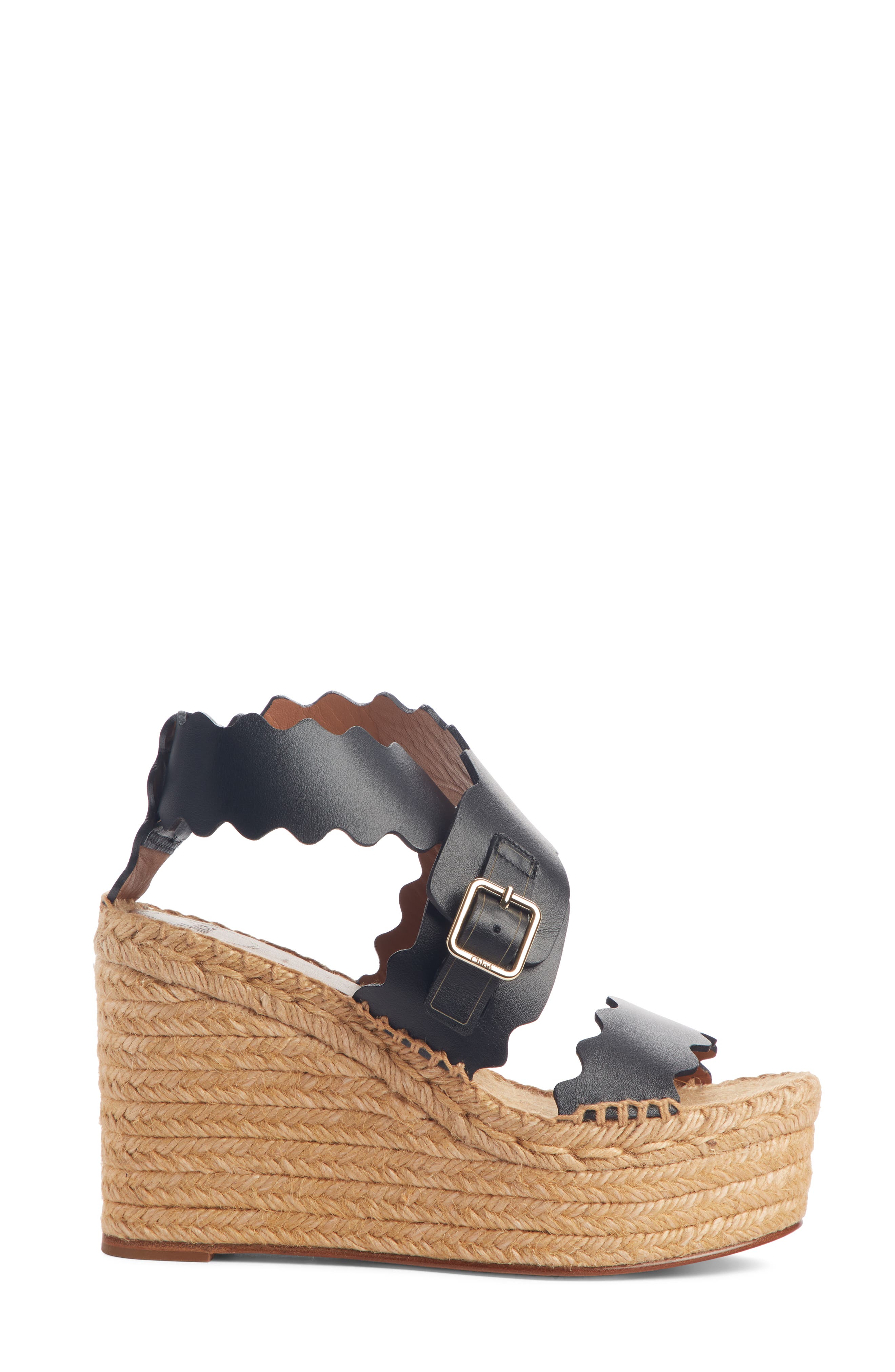 Chloé Lauren Scalloped Wedge Platform Sandal, Alternate, color, 