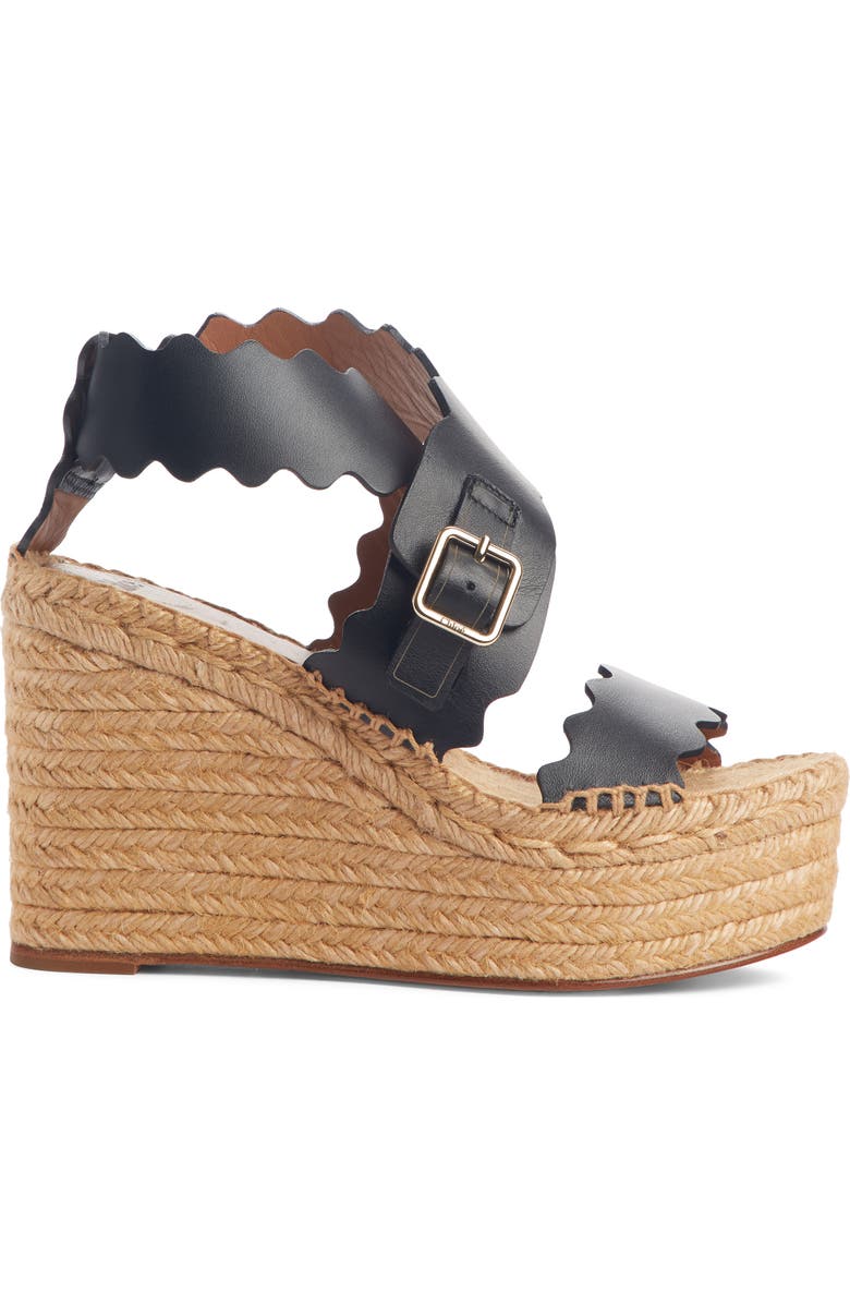 Chloé Lauren Scalloped Wedge Platform Sandal, Alternate, color,