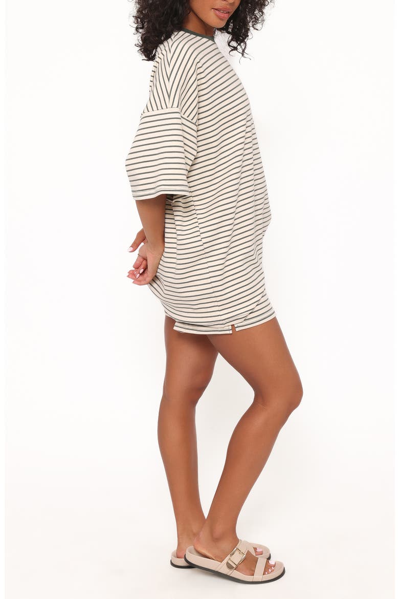 Hellen Stripe Knit Cotton Top & Shorts Set, Alternate, color, CREAM/ GREEN STRIPE