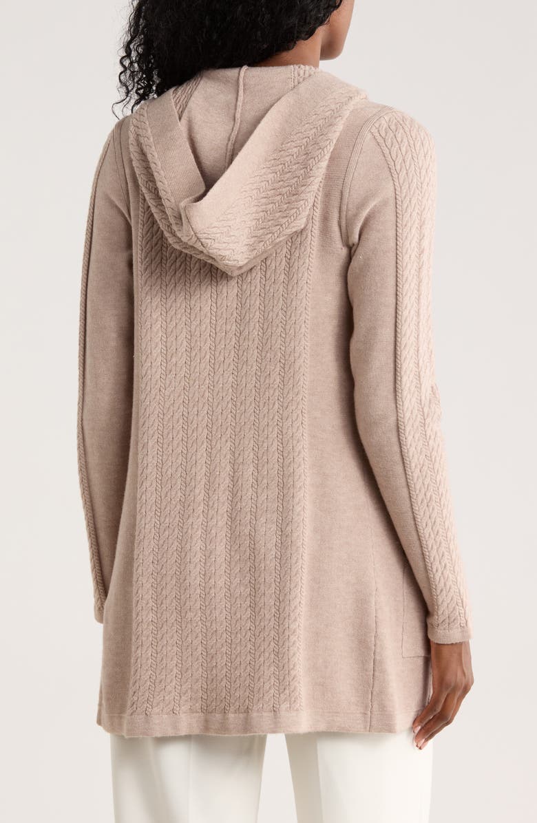 CYRUS Cable Knit Hooded Cardigan, Alternate, color, Pumice Heather