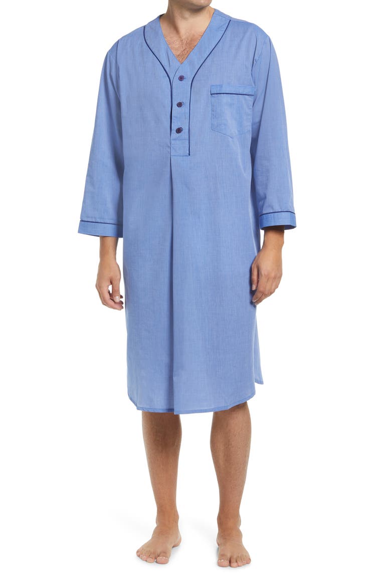 Cotton Blend Nightshirt, Main, color, BLUE