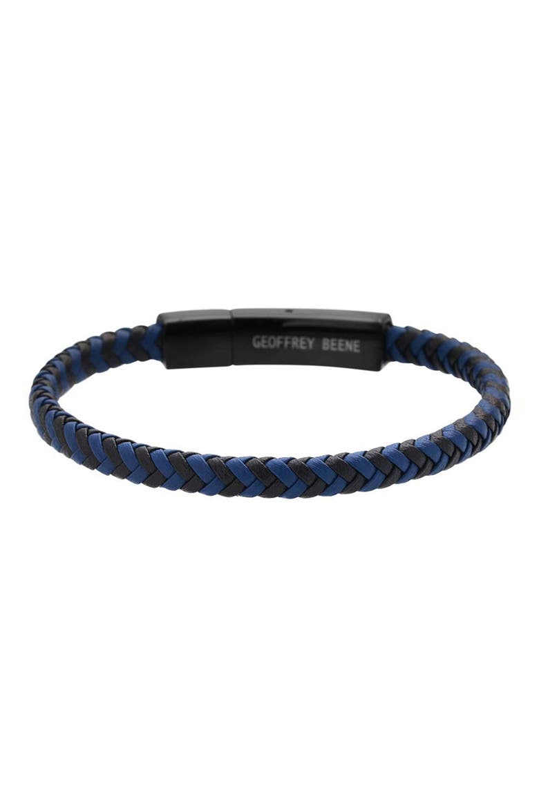 Men's Braided Leather Bracelet, Alternate, color, BLUE