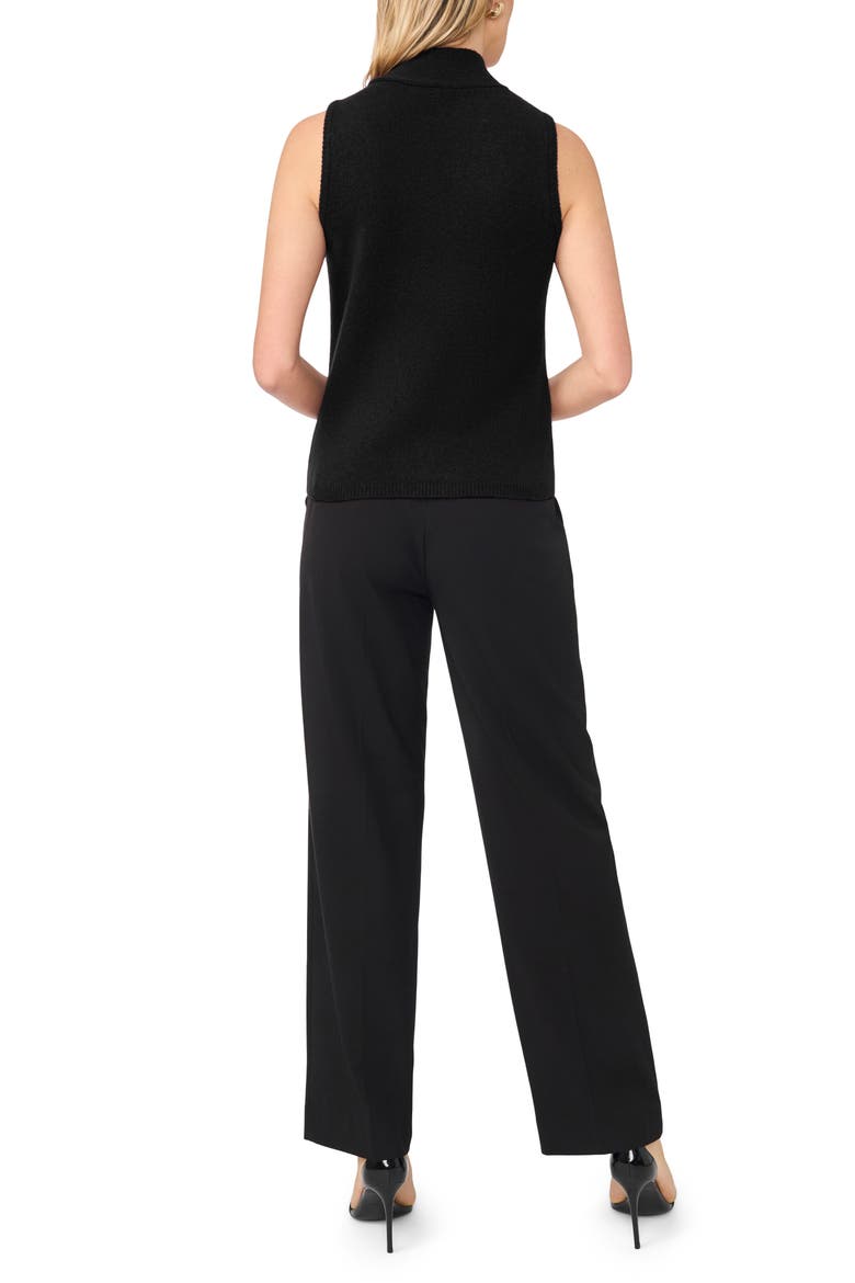 Tie Neck Rib Sleeveless Sweater, Alternate, color, RICH BLACK