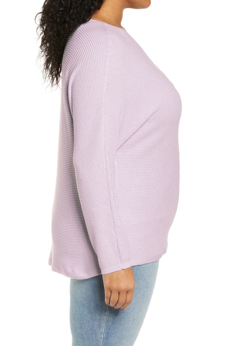One-Shoulder Thermal Knit Sweater, Alternate, color, PURPLE EVENING