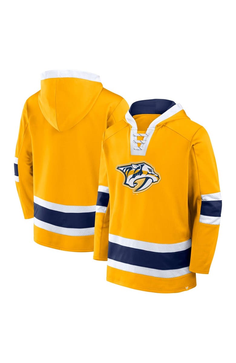 FANATICS Men's Fanatics Gold Nashville Predators Inside Line Fleece Pullover Hoodie, Alternate, color, Gold