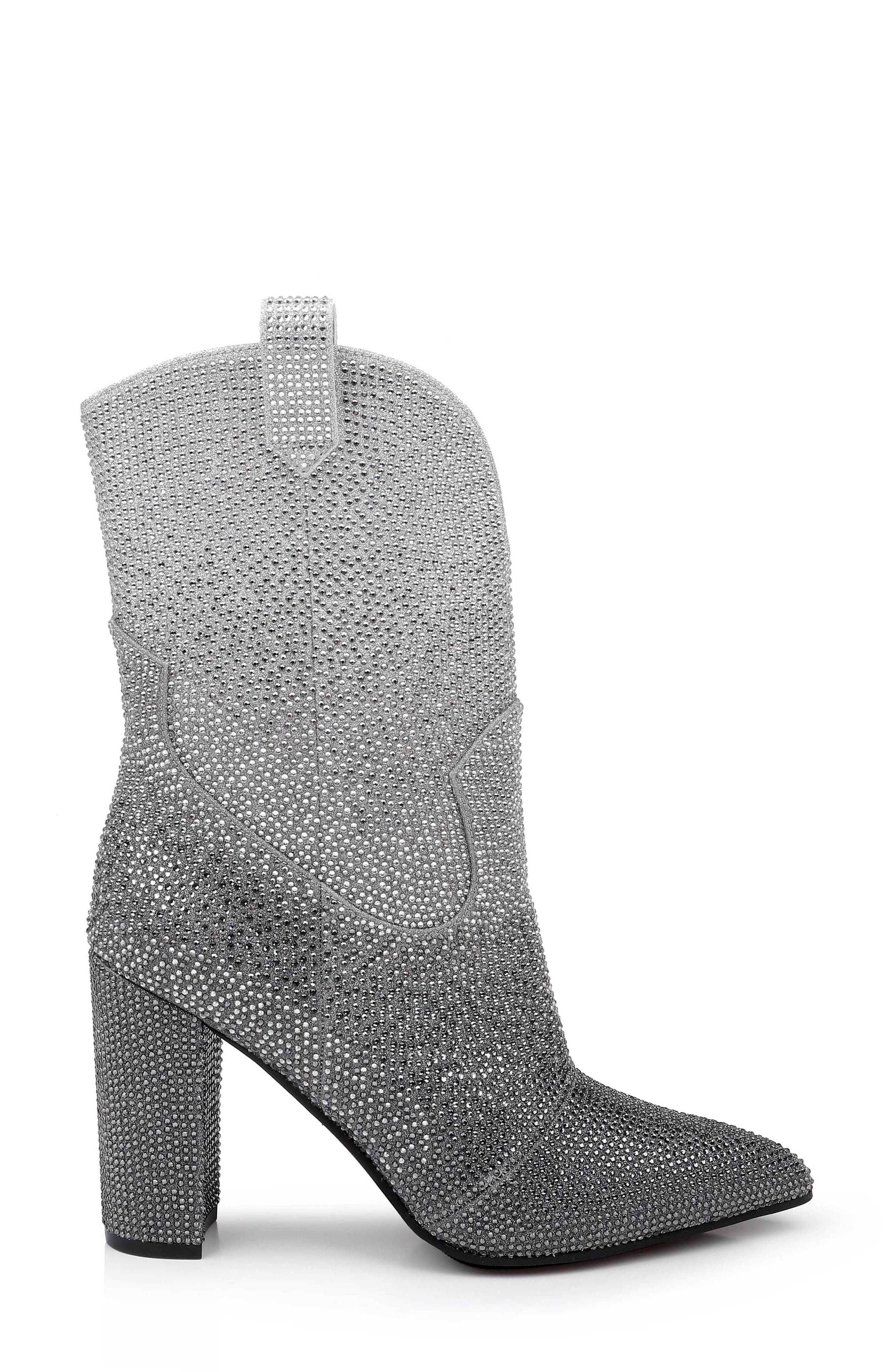 Glitter Ombré Western Boot, Alternate, color, SILVER