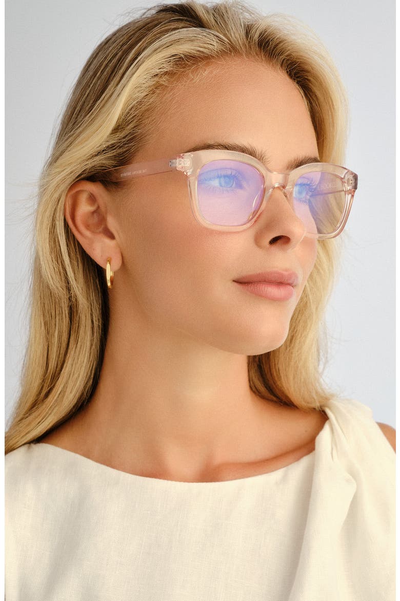 The Beatrix 48mm Square Blue Light Blocking Reading Glasses, Alternate, color, ROSEWATER