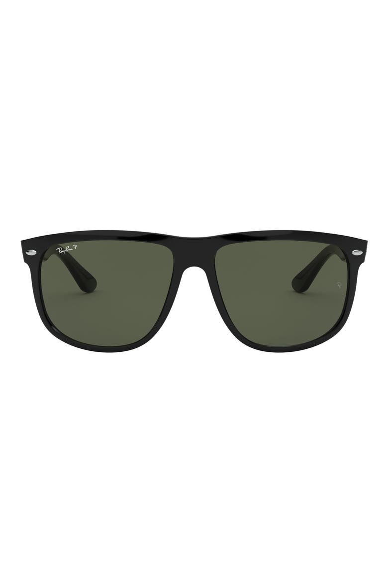 Highstreet 60mm Polarized Flat Top Sunglasses, Main, color, BLACK POLARIZED