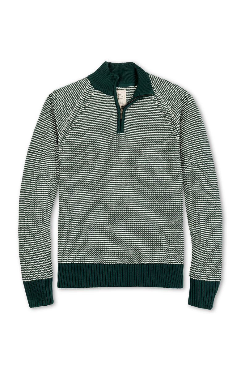 Hope & Henry Organic Half Zip Ski Pullover Sweater, Alternate, color, Deep Green Stripe