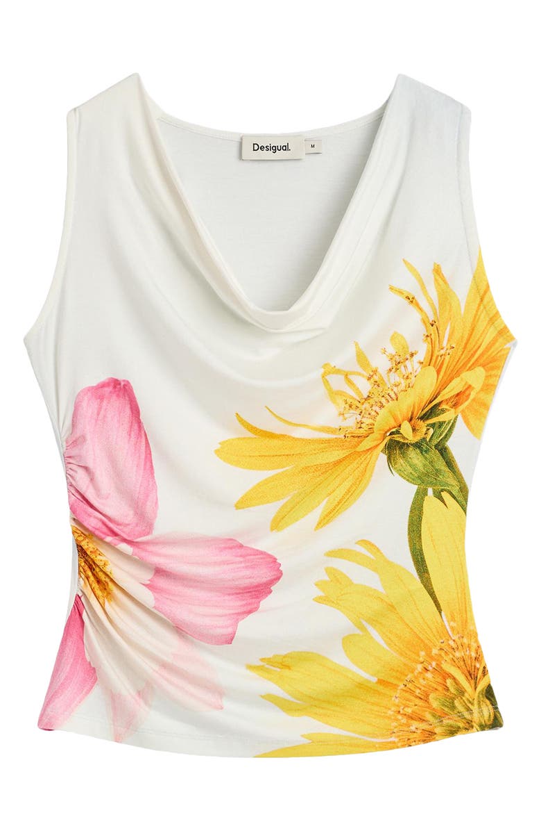 Desigual Floral Cowl Neck Top, Alternate, color, White Multi