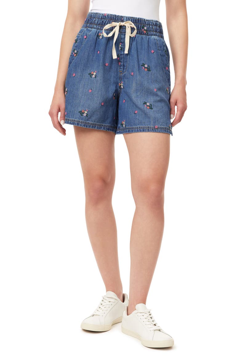 Embroidered Pull-On Denim Shorts, Main, color, PIPPA BLOSSOM