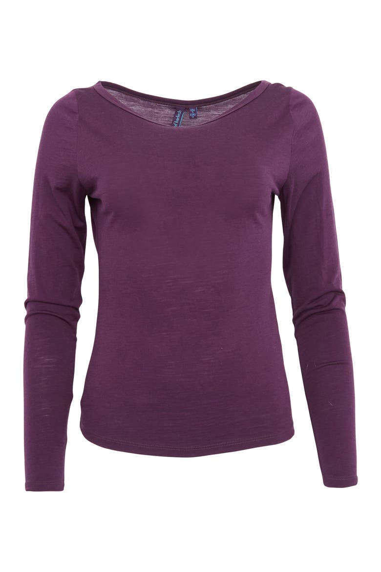 Carly Merino Long Sleeve Boatneck Shirt, Main, color, Plum