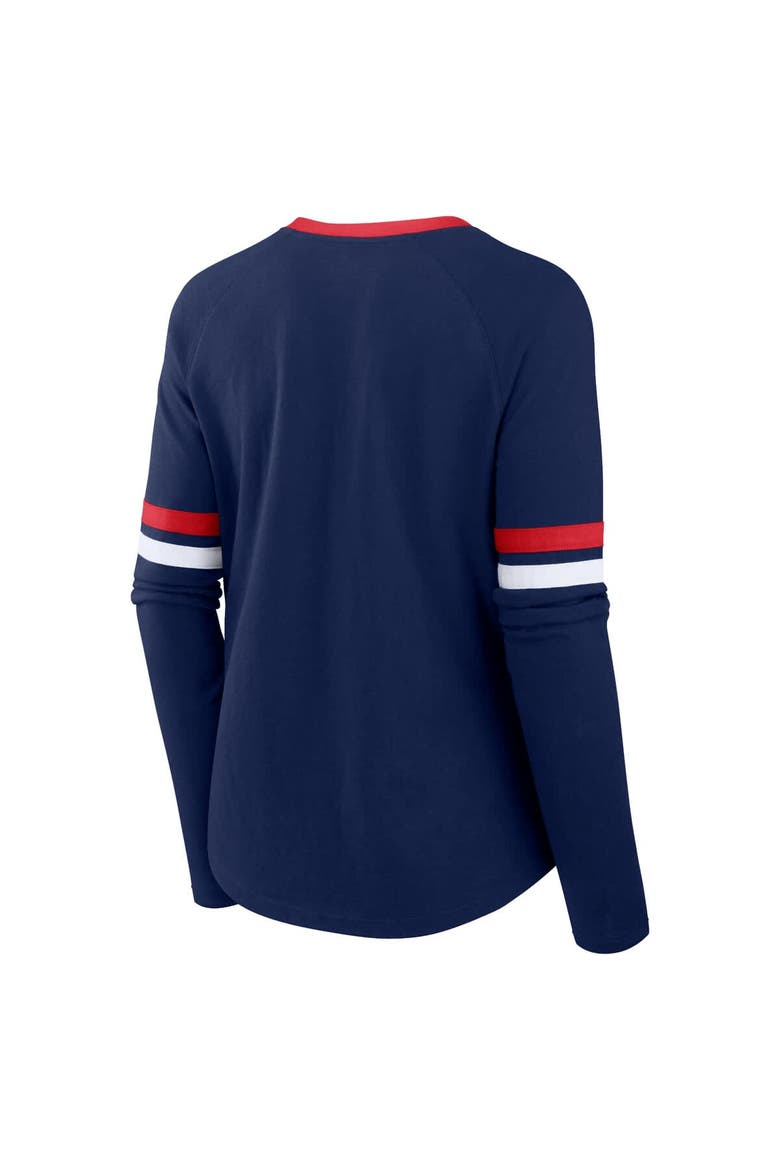Women's Fanatics Navy Boston Red Sox Won & Done Raglan Lace-Up Long Sleeve T-Shirt, Alternate, color, Navy