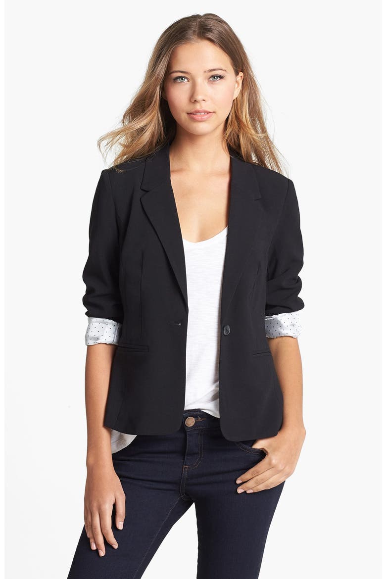 Stretch Crepe Blazer, Main, color, BLACK