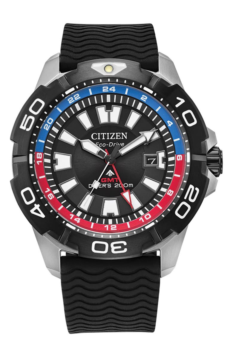 Citizen Promaster GMT Eco-Drive Bracelet Strap Diving Watch, 44mm, Main, color, Black