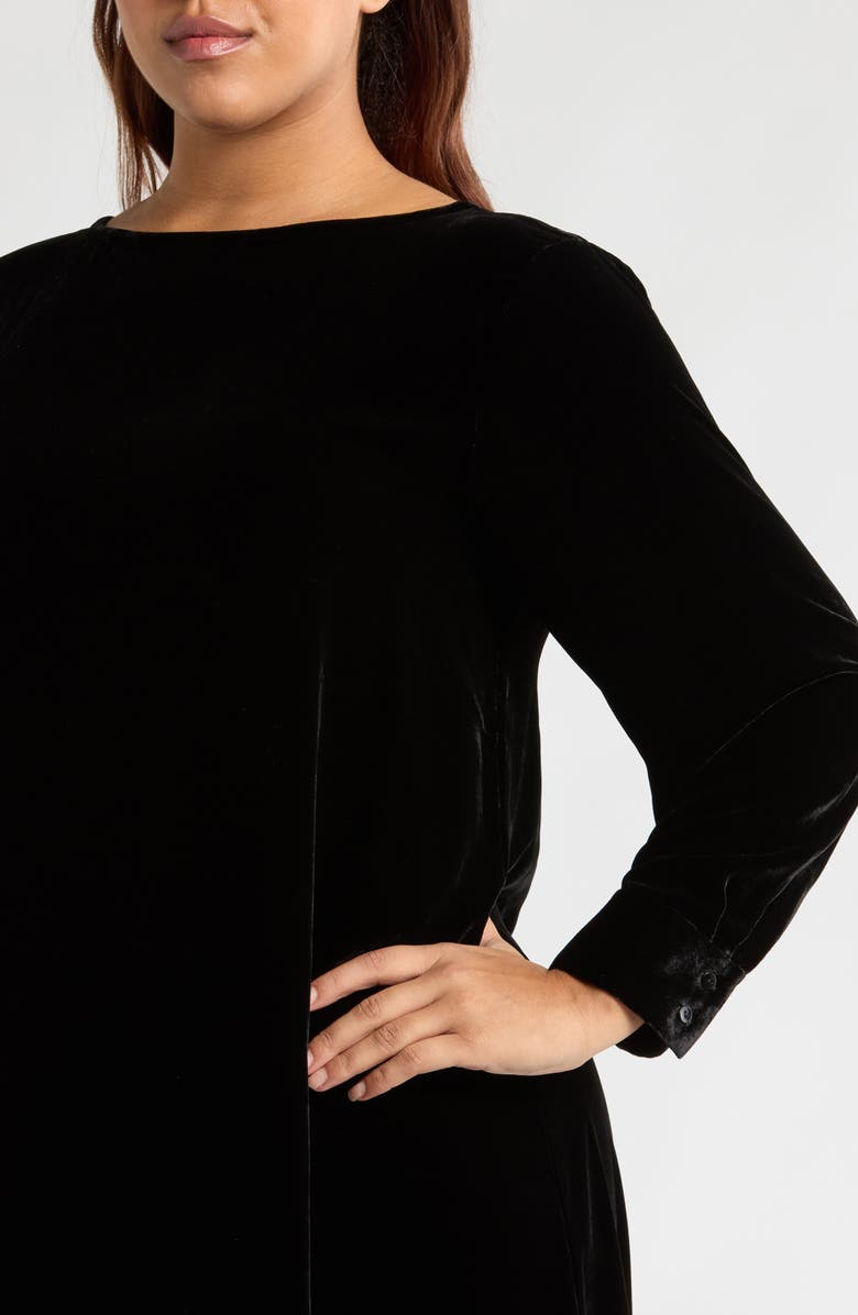 Eileen Fisher Bateau Neck Long Sleeve Velvet Maxi Dress, Alternate, color, 