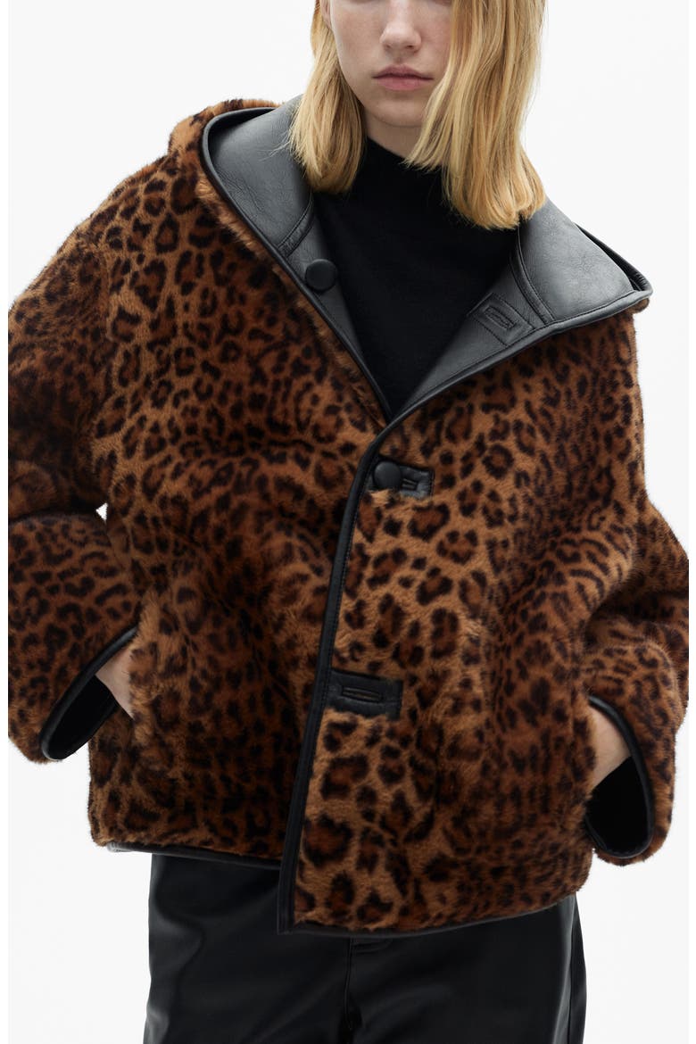 Bella Reversible Faux Leather & Faux Fur Jacket, Alternate, color, BLACK