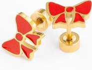 Pip Pop Red Enamel Bow Stud Earrings