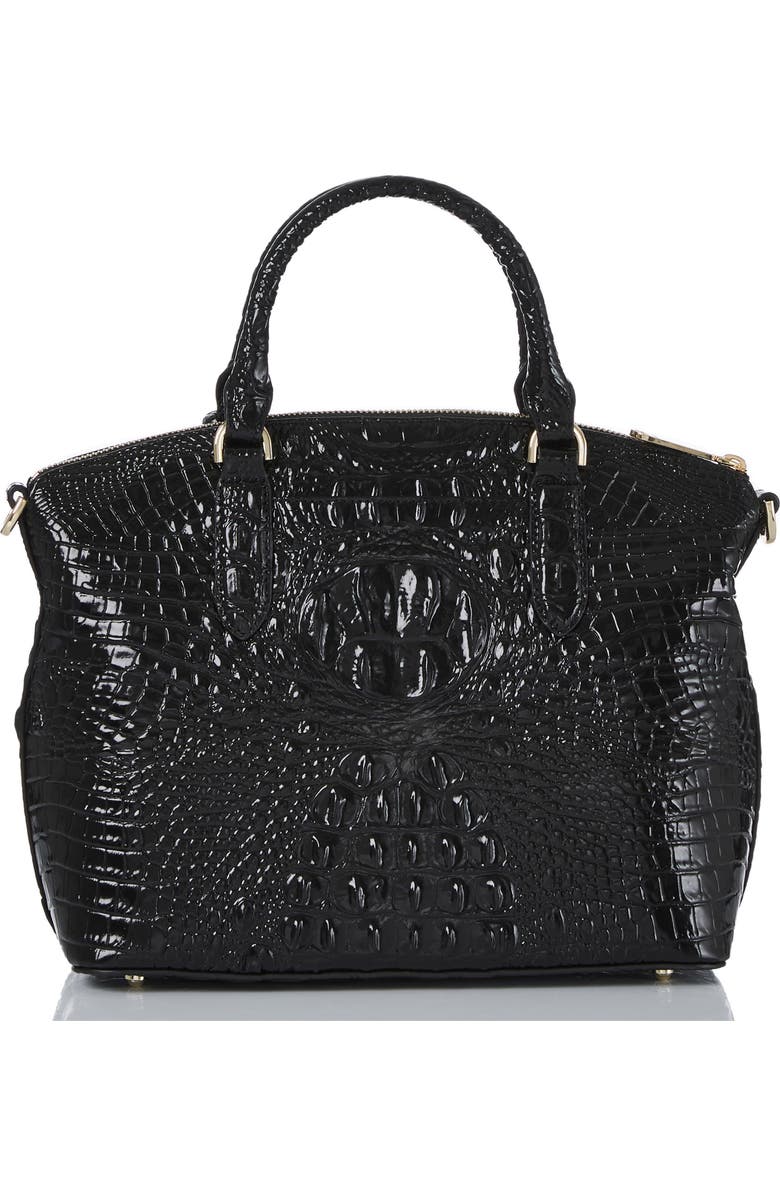 Brahmin Duxbury Croc Embossed Leather Satchel, Alternate, color, Black