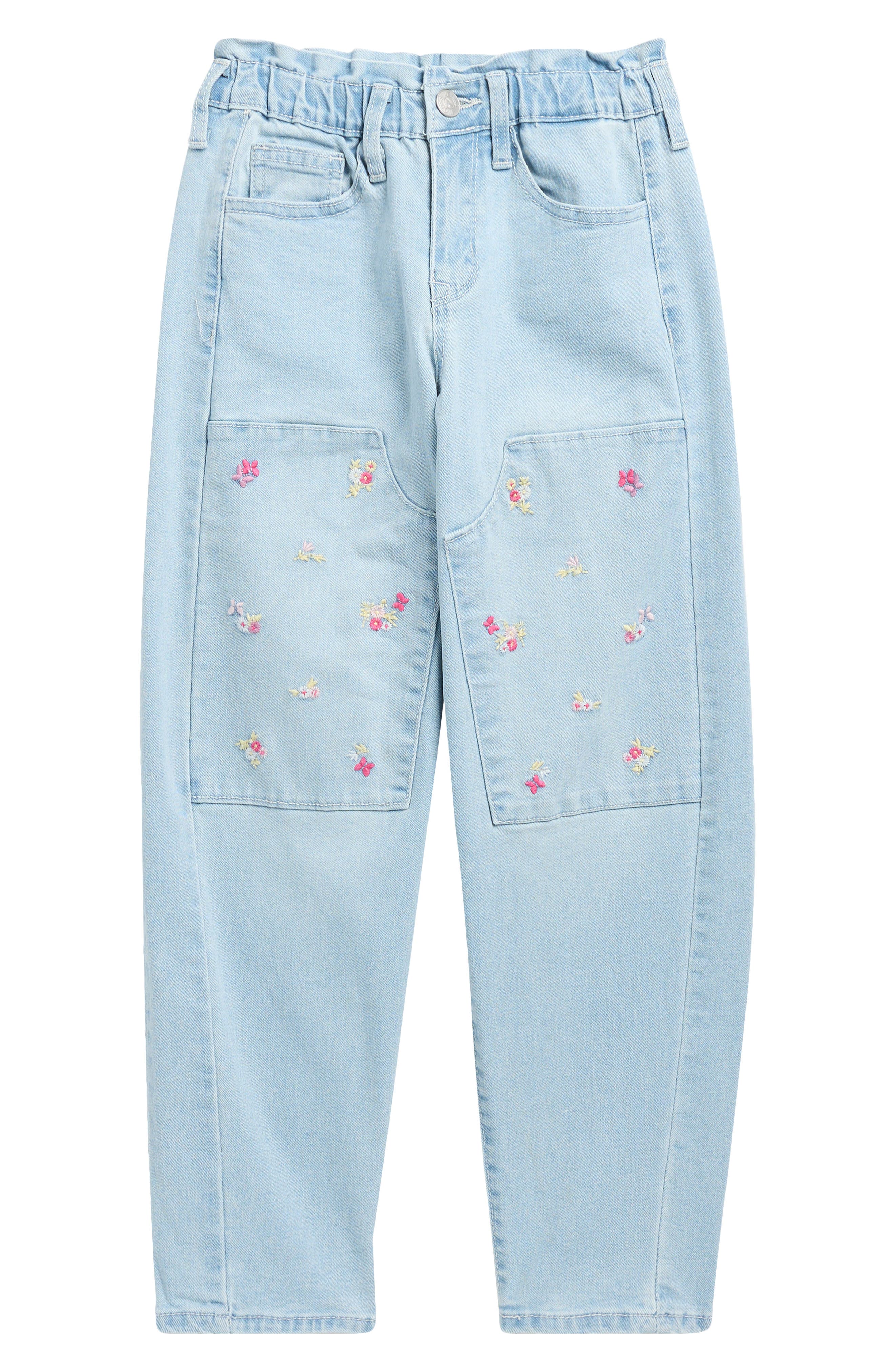 Vigoss Kids' Ditsy Floral Embroidered Knee Patch Barrel Jeans