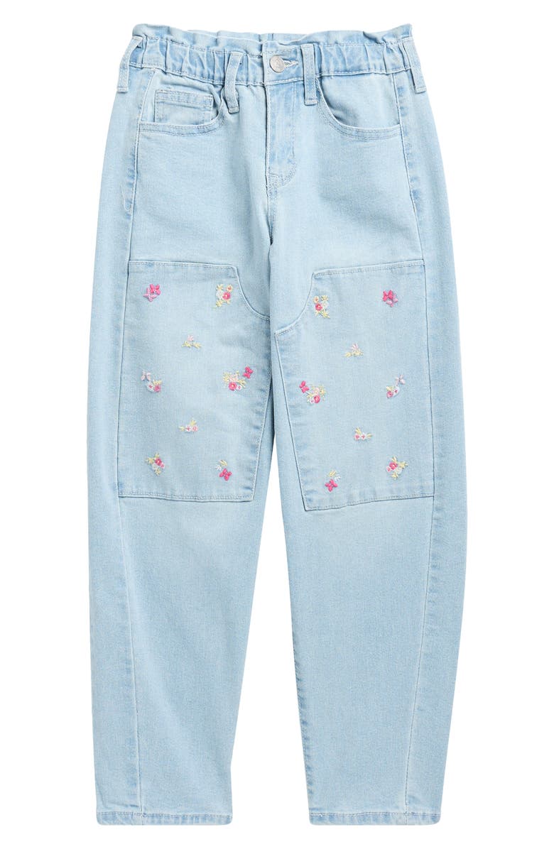 Vigoss Kids' Floral Embroidered Patch Jeans, Main, color, Light Wash