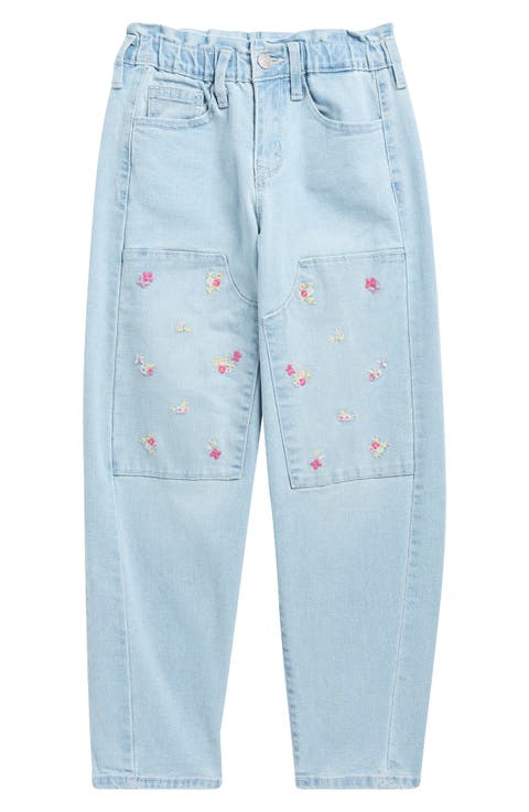 Kids' Floral Embroidered Patch Jeans (Big Kid)