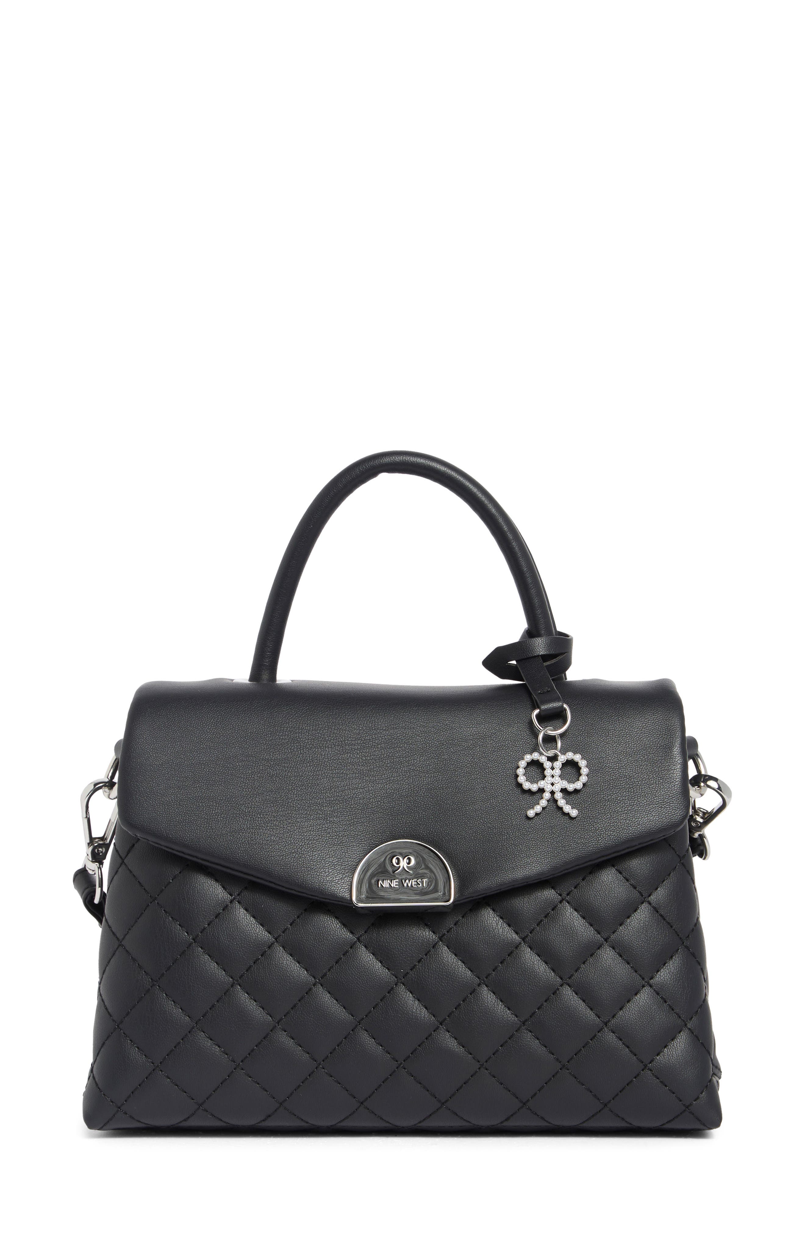 Clarimond Quilted Faux Leather Top Handle Flap Bag