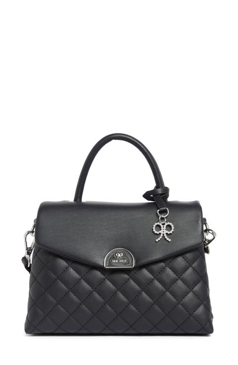 Clarimond Quilted Faux Leather Top Handle Flap Bag