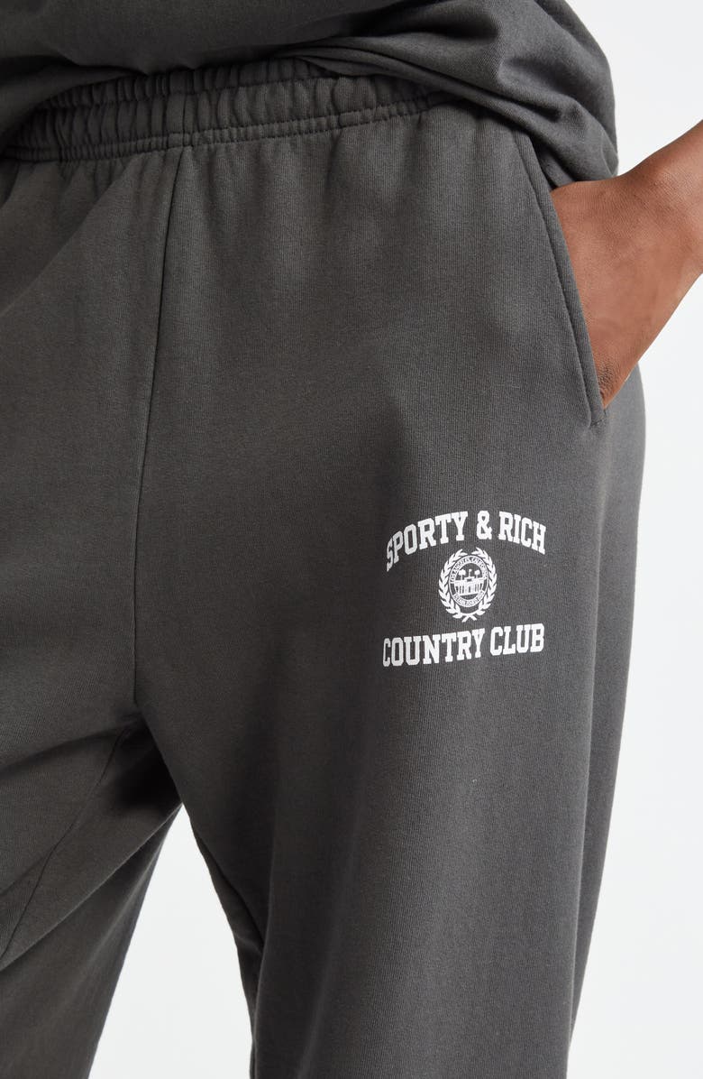 Sporty & Rich Varsity Crest Cotton Sweatpants, Alternate, color, 