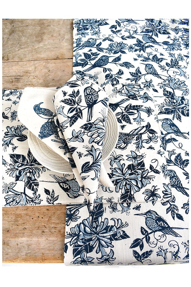 Honeysuckle Cotton Twill Dinner Napkins, Alternate, color, INDIGO