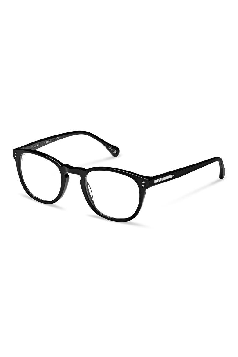 District 49mm Round Optical Glasses, Alternate, color, BLACK/ CLEAR