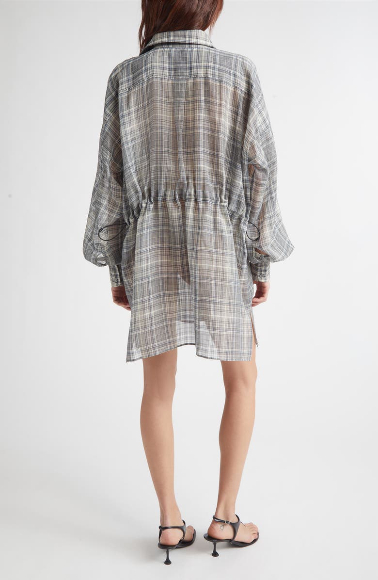 Coperni Check Zero Waste Cotton Button-Up Shirt, Alternate, color, Grey