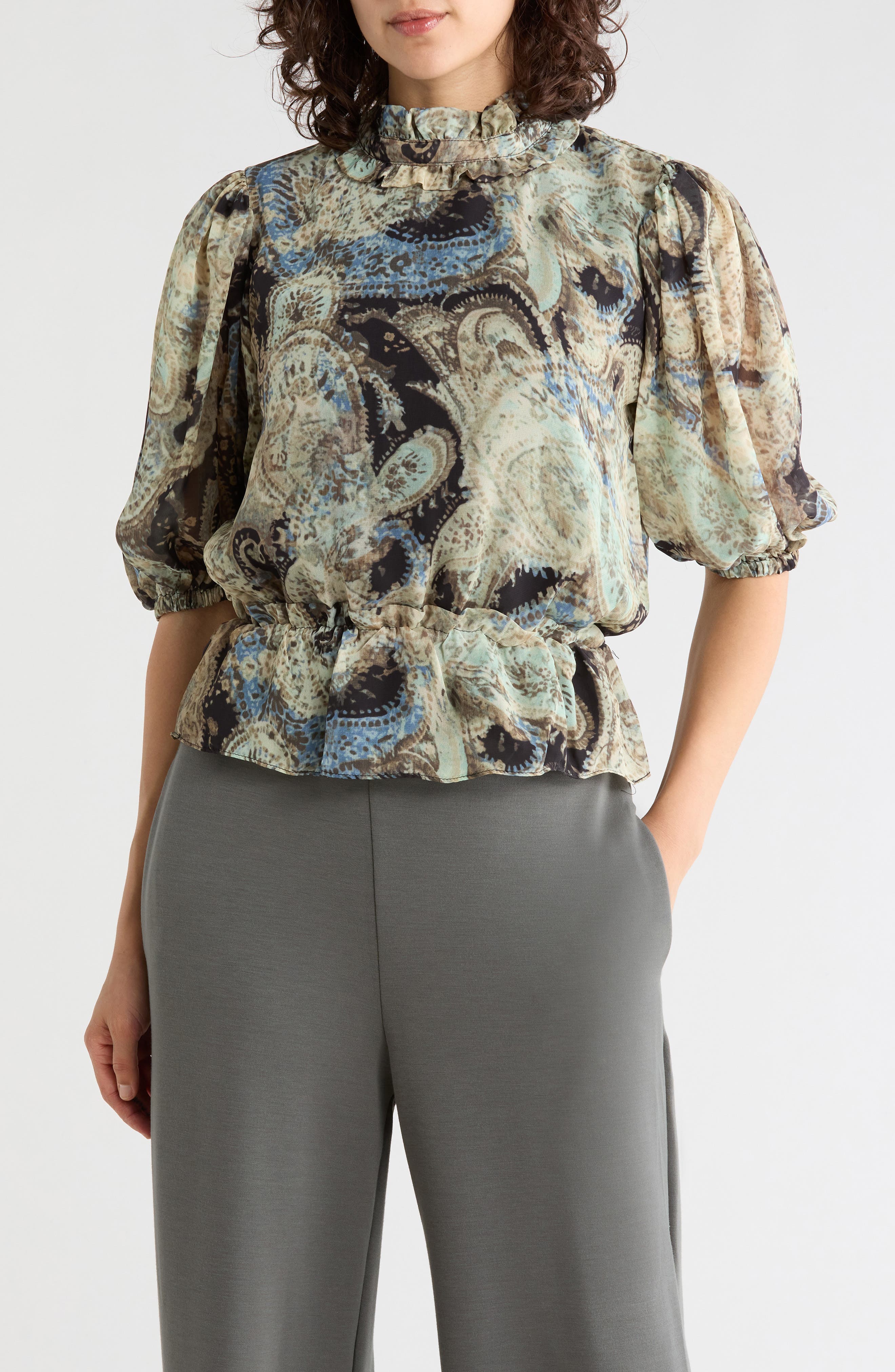 Ruffle Mock Neck Top