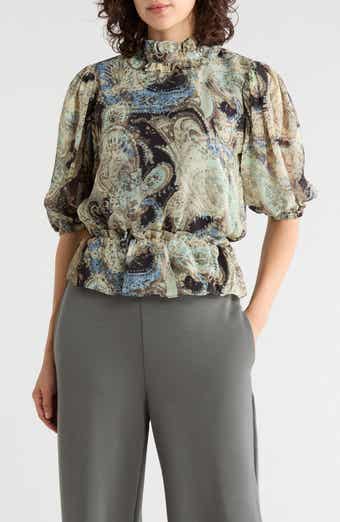 Ruffle Mock Neck Top
