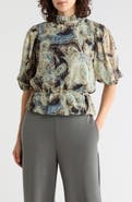 T Tahari Ruffle Mock Neck Top