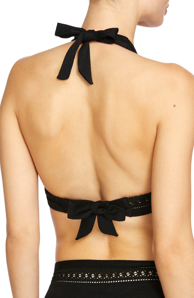 Robin Piccone Isabelle Halter Bikini Top, Alternate, color, Black