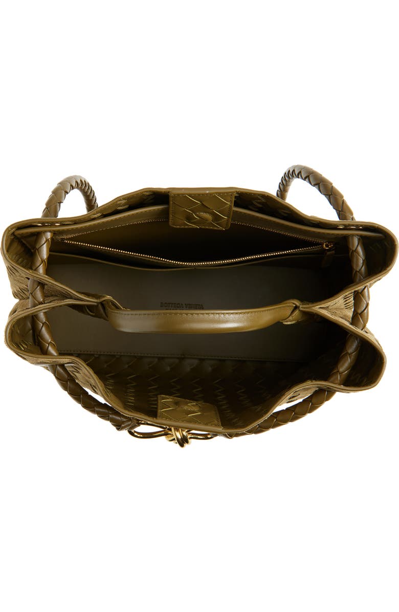 Bottega Veneta Medium Andiamo Intrecciato Suede Shoulder Bag, Alternate, color, Mud