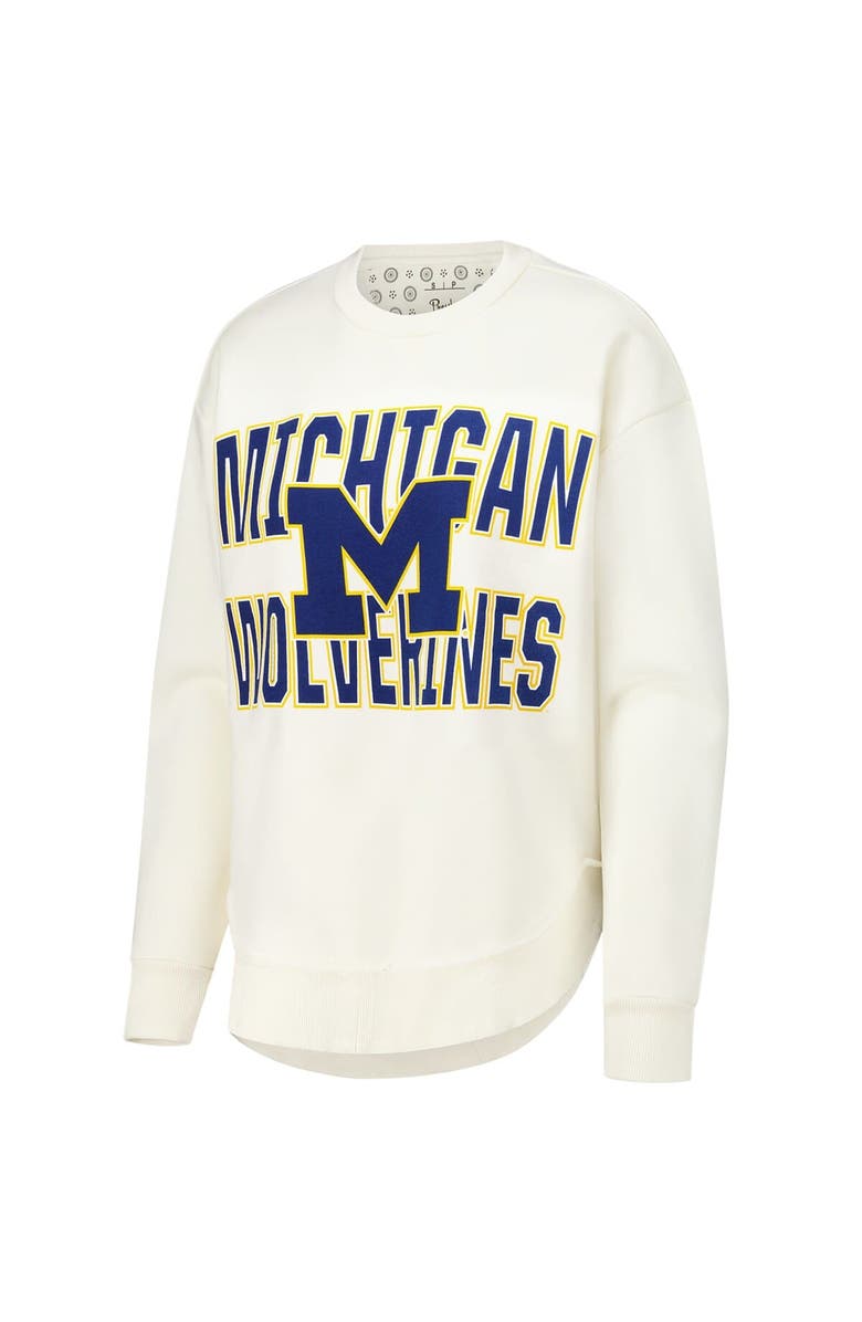 PRESSBOX Women's Pressbox Cream Michigan Wolverines Poncho Fleece Crew Sweatshirt, Alternate, color, Cream
