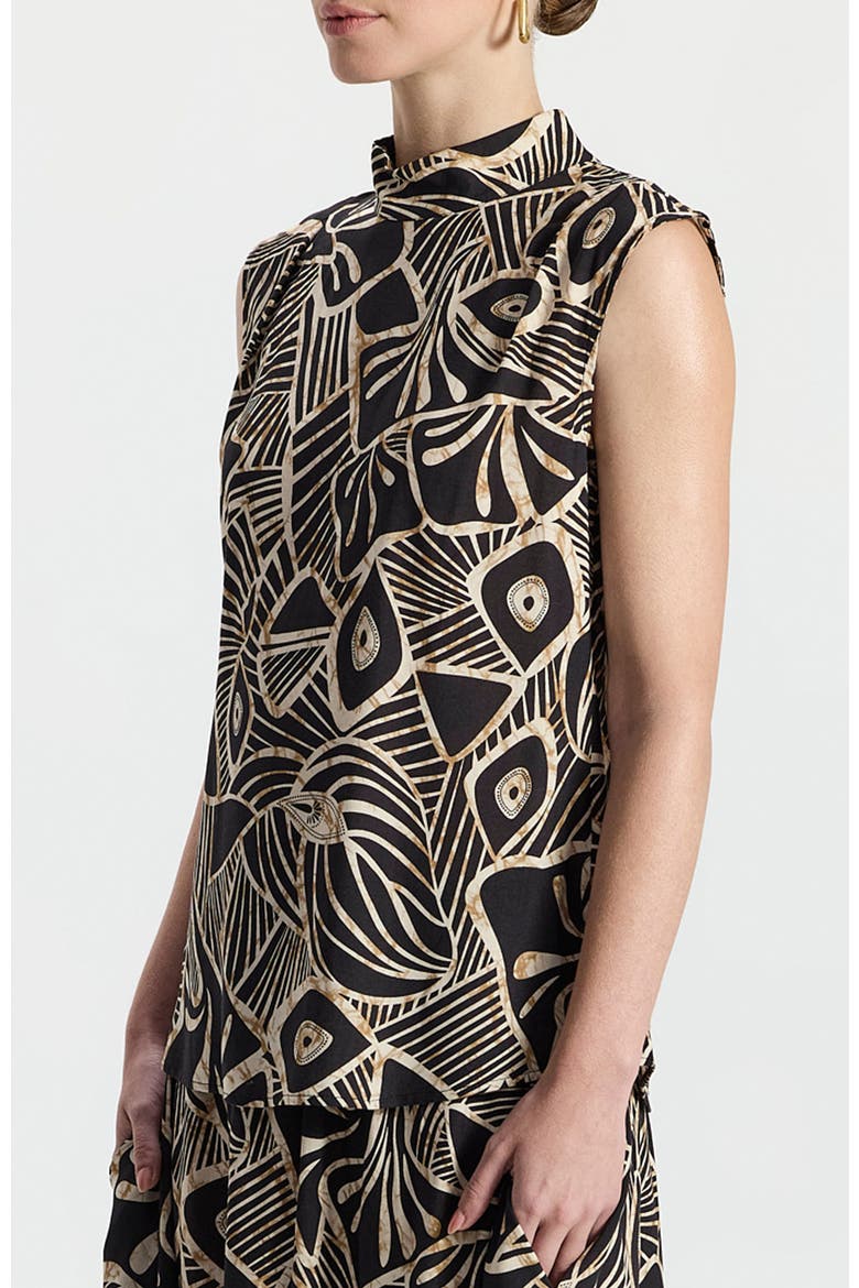 Vered Graphic High Neckline Sleevelss Top, Alternate, color, Black With Brown-Cream Pattern