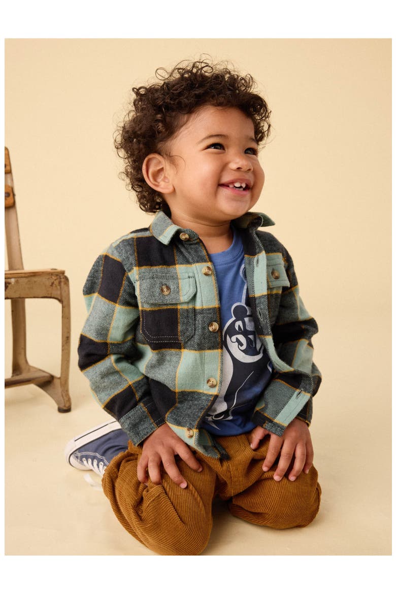 Flannel Button Up Shirt, Alternate, color, Forest Plaid