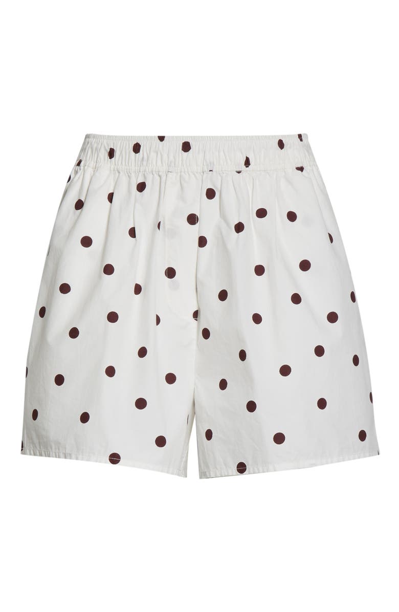 Ganni Polka Dot Print Cotton Poplin Shorts, Alternate, color, 